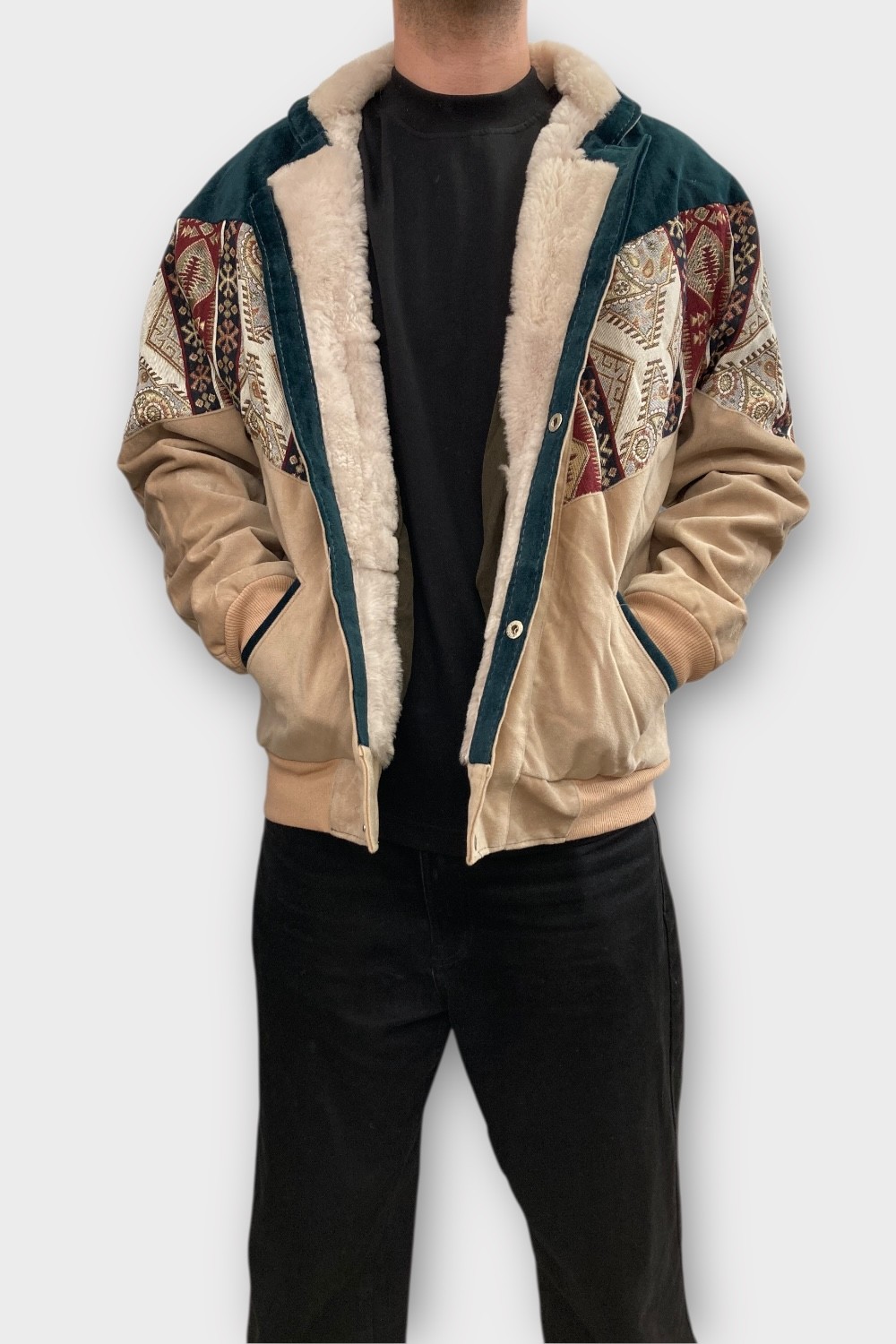 (7386) Large Beden Vintage Desenli Özel Ceket