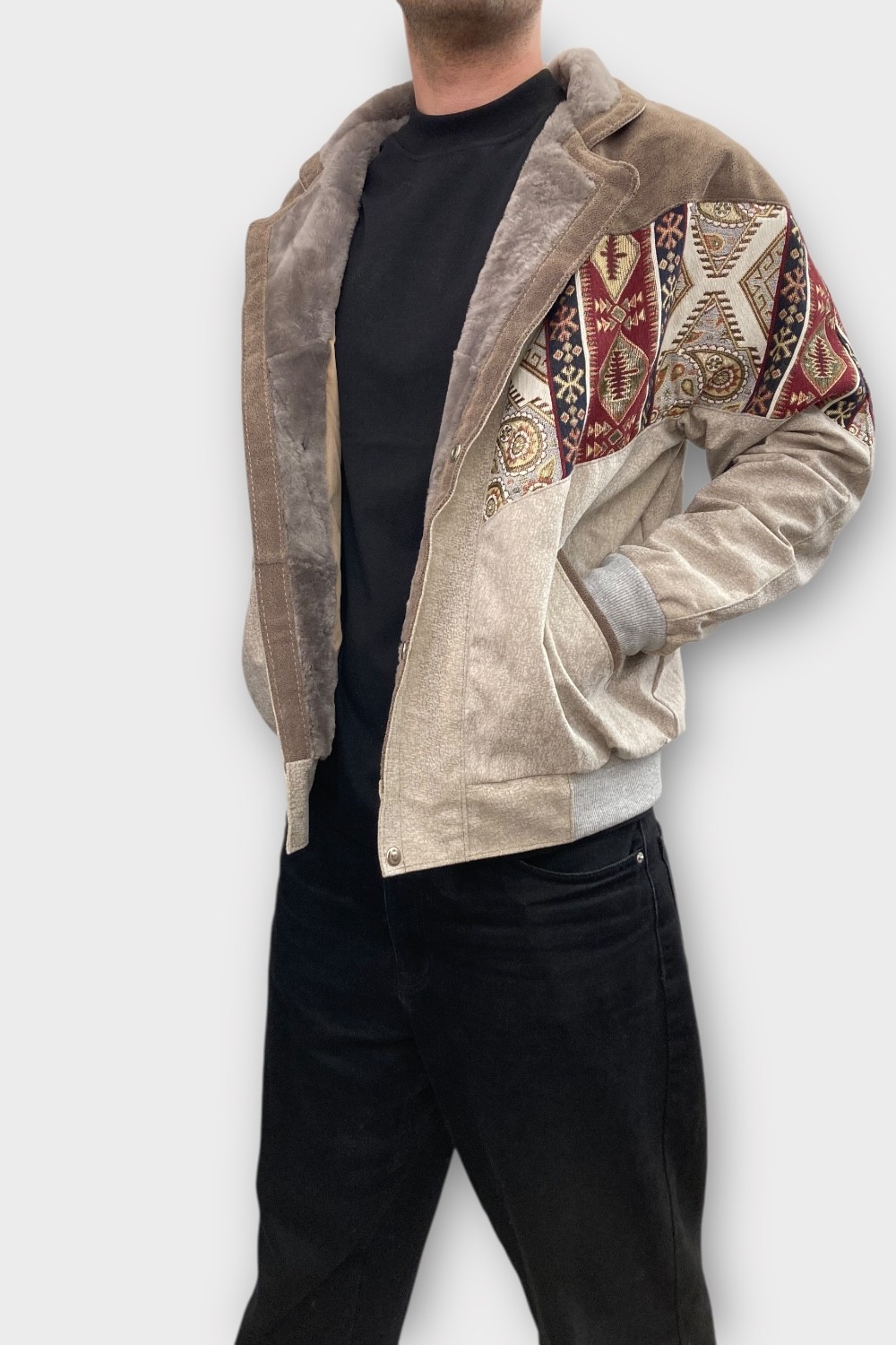 (7364) Large Beden Vintage Desenli Özel Ceket