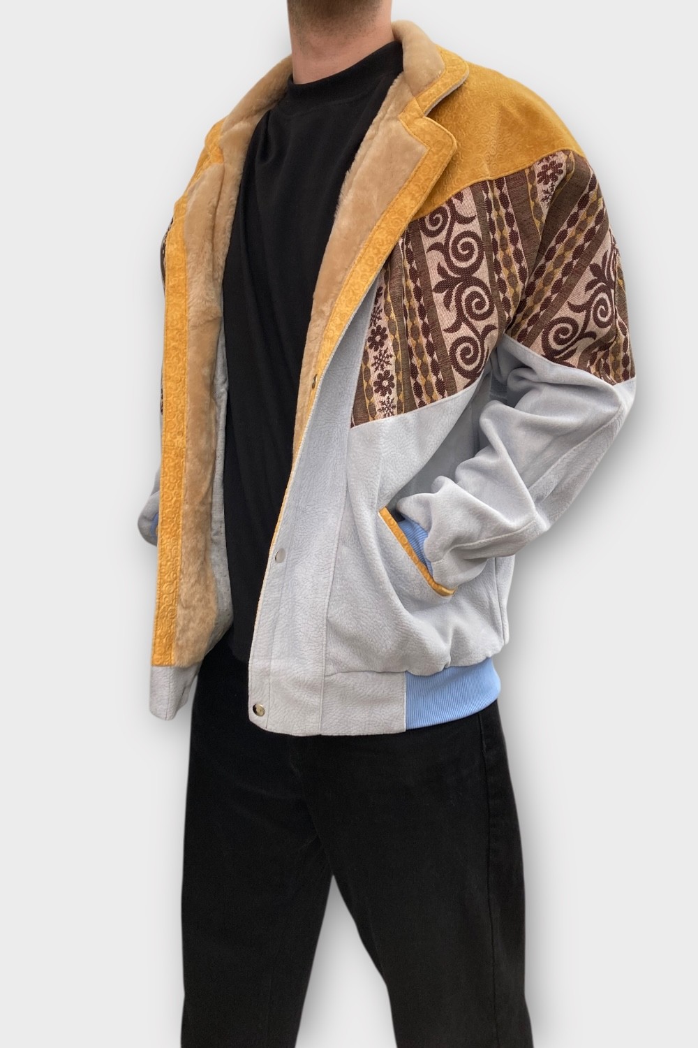 (7369) XLarge Beden Vintage Desenli Özel Ceket