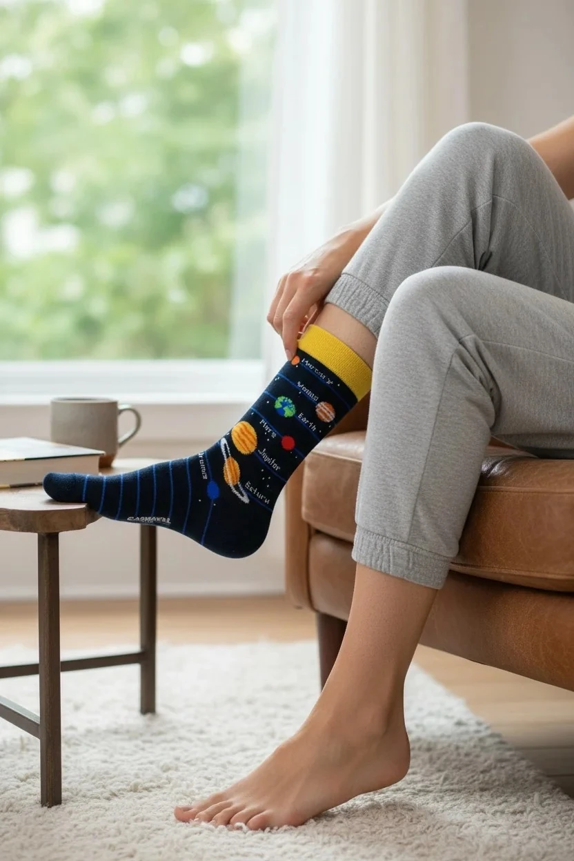 Gezegenler Desenli Çorap (36-44 Numaraya Uygun)