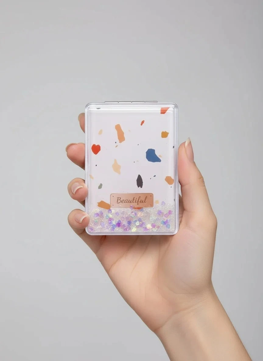 Beautiful Yazılı Beyaz Renk Simli Su Dolu Ayna 6 * 8.5 cm - YA162