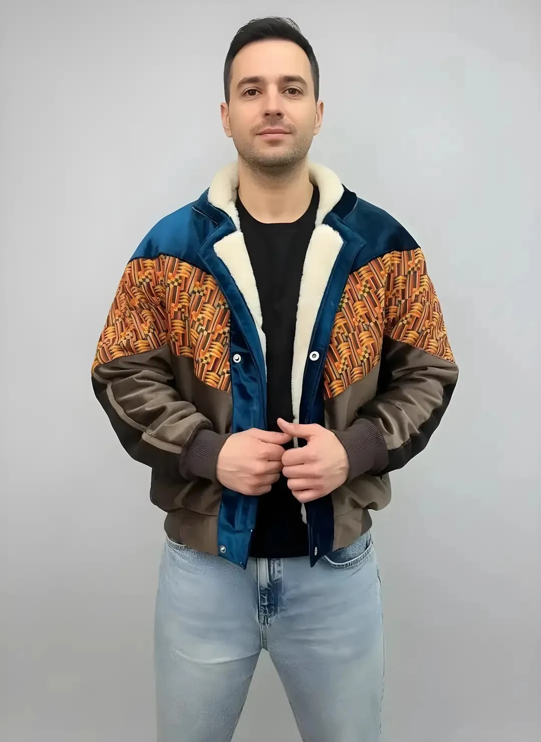 (7629) Large / XLarge Beden Uyumlu Vintage Desenli Özel Ceket