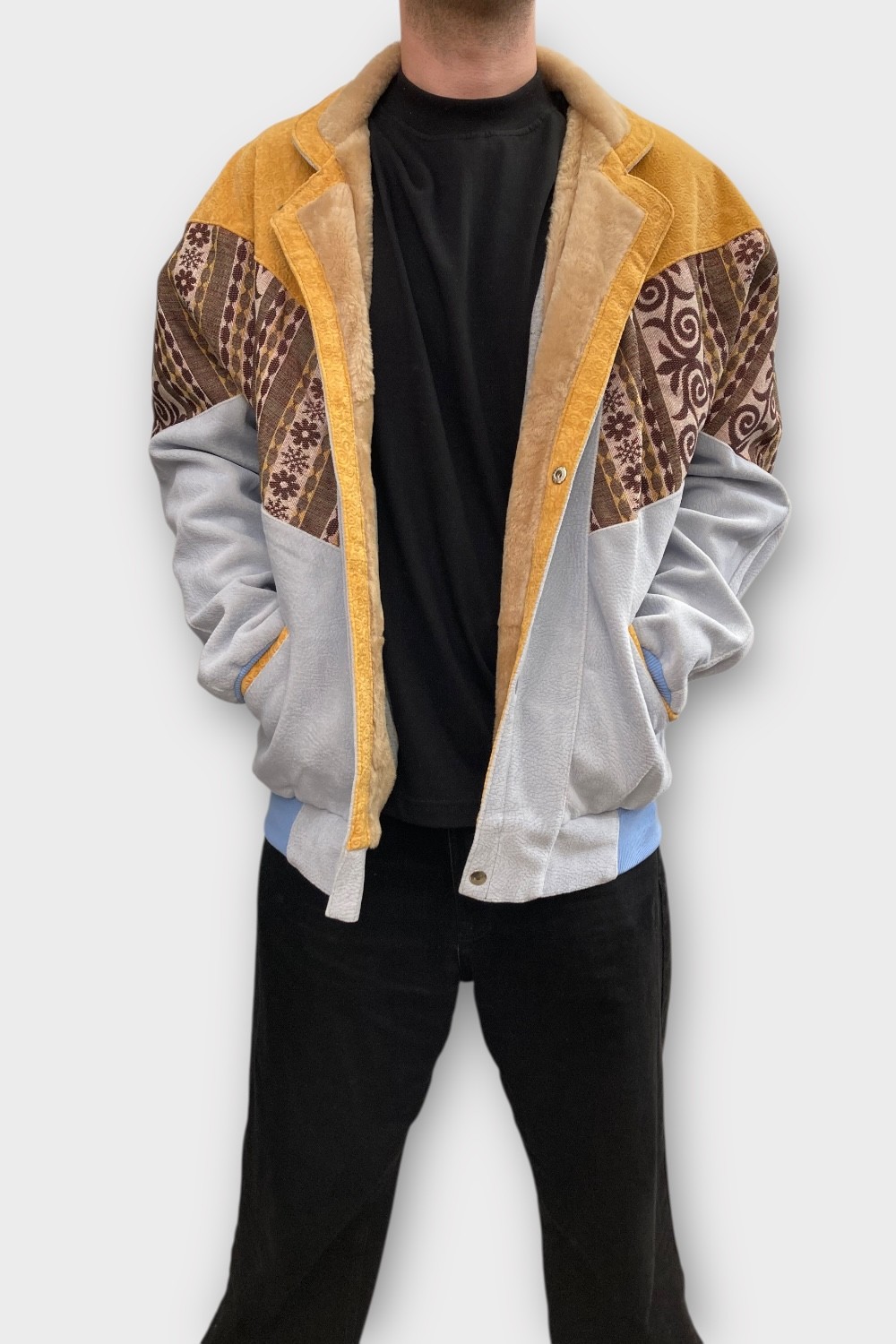 (7369) XLarge Beden Vintage Desenli Özel Ceket