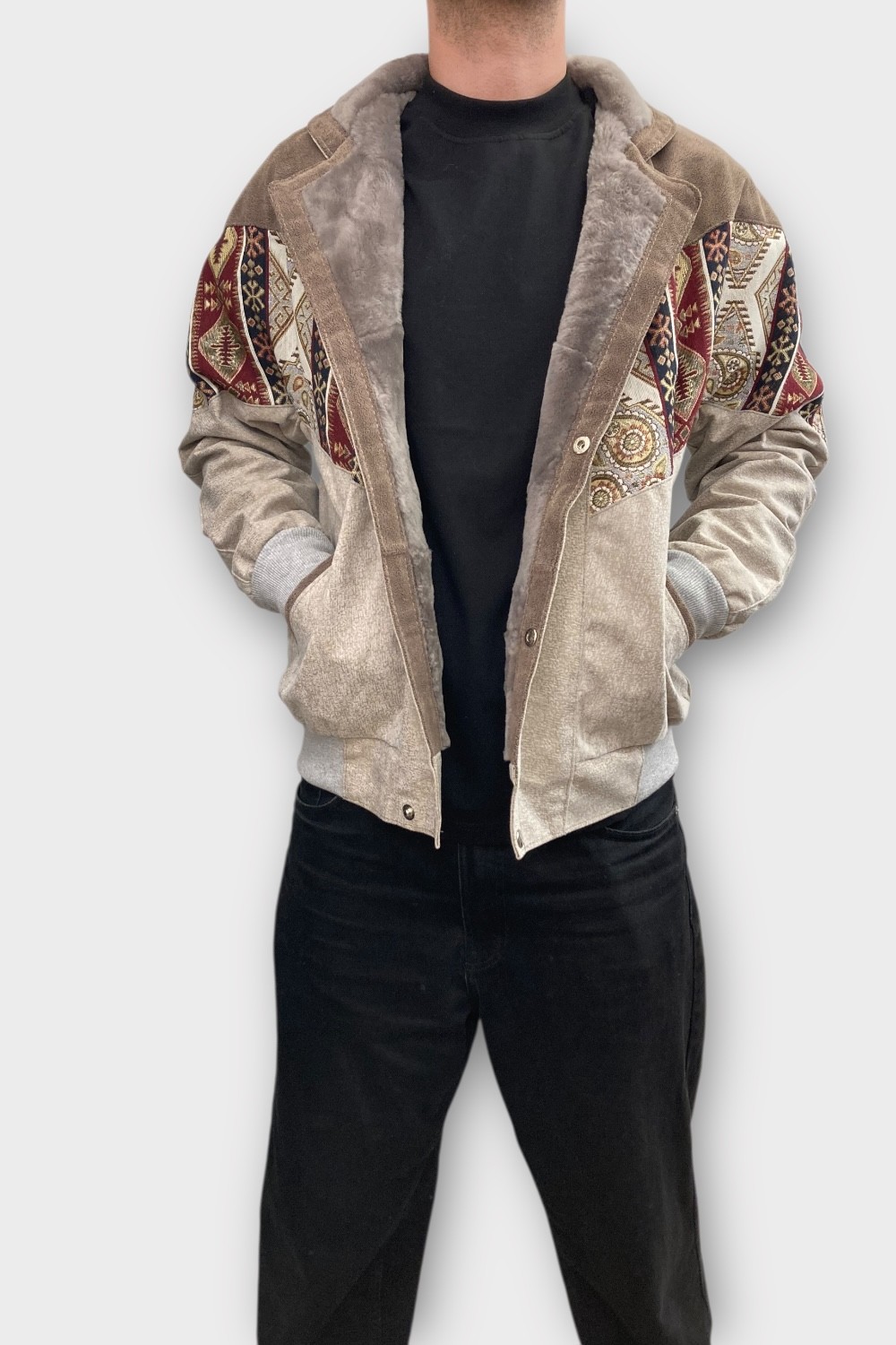 (7364) Large Beden Vintage Desenli Özel Ceket