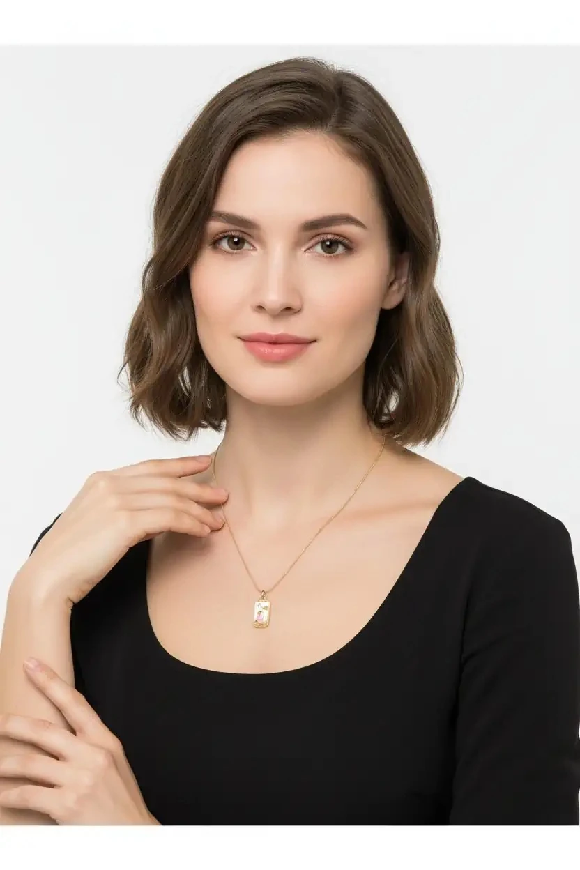 316L Paslanmaz Çelik Tarot Kolye - "Unicorn ve Zürafa Aşkı" - LYL - KLY01