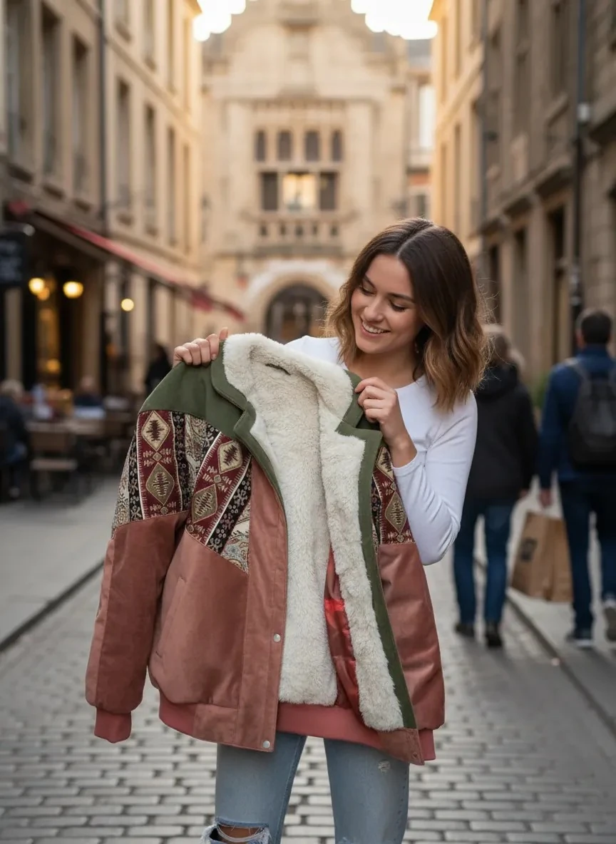 (7675) 2XLarge / 3XLarge Uyumlu Aztek Tarzı Oversize Unisex Ceket