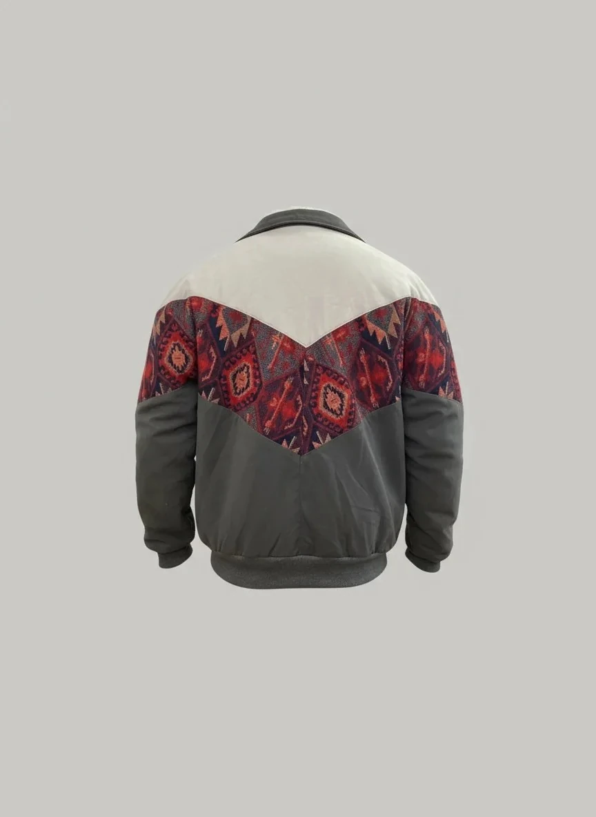 (7612) Small / Medium Beden Uyumlu Oversize Vintage Desen Ceket