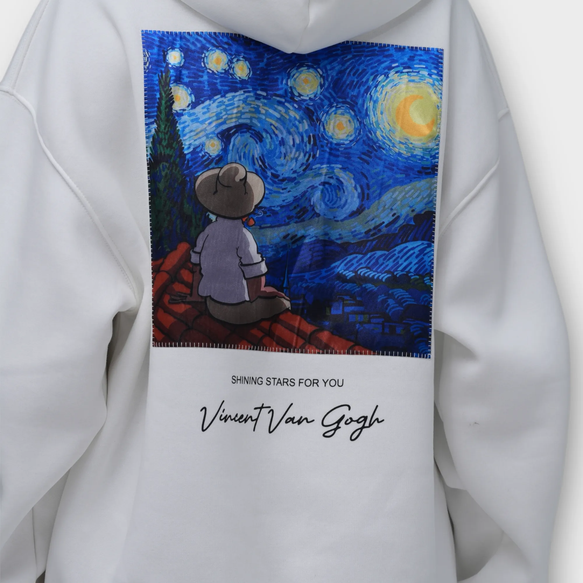 Shining Stars for You Oversize Hoodie  - %100 Pamuk - Beyaz