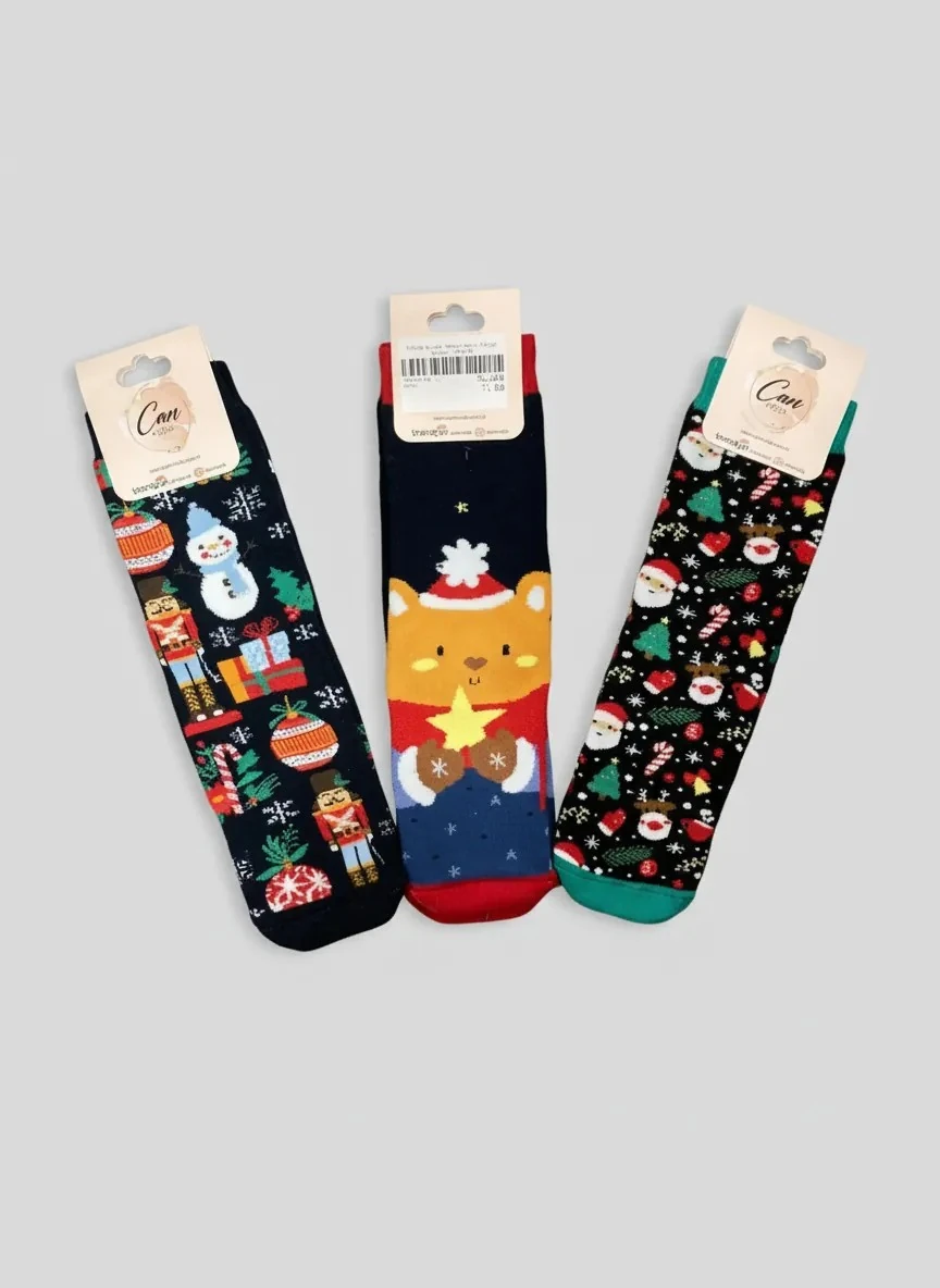 3'lü Yılbaşı Seti Havlu Çorap - Kurşun Asker (36-46 Numaraya Uygun)