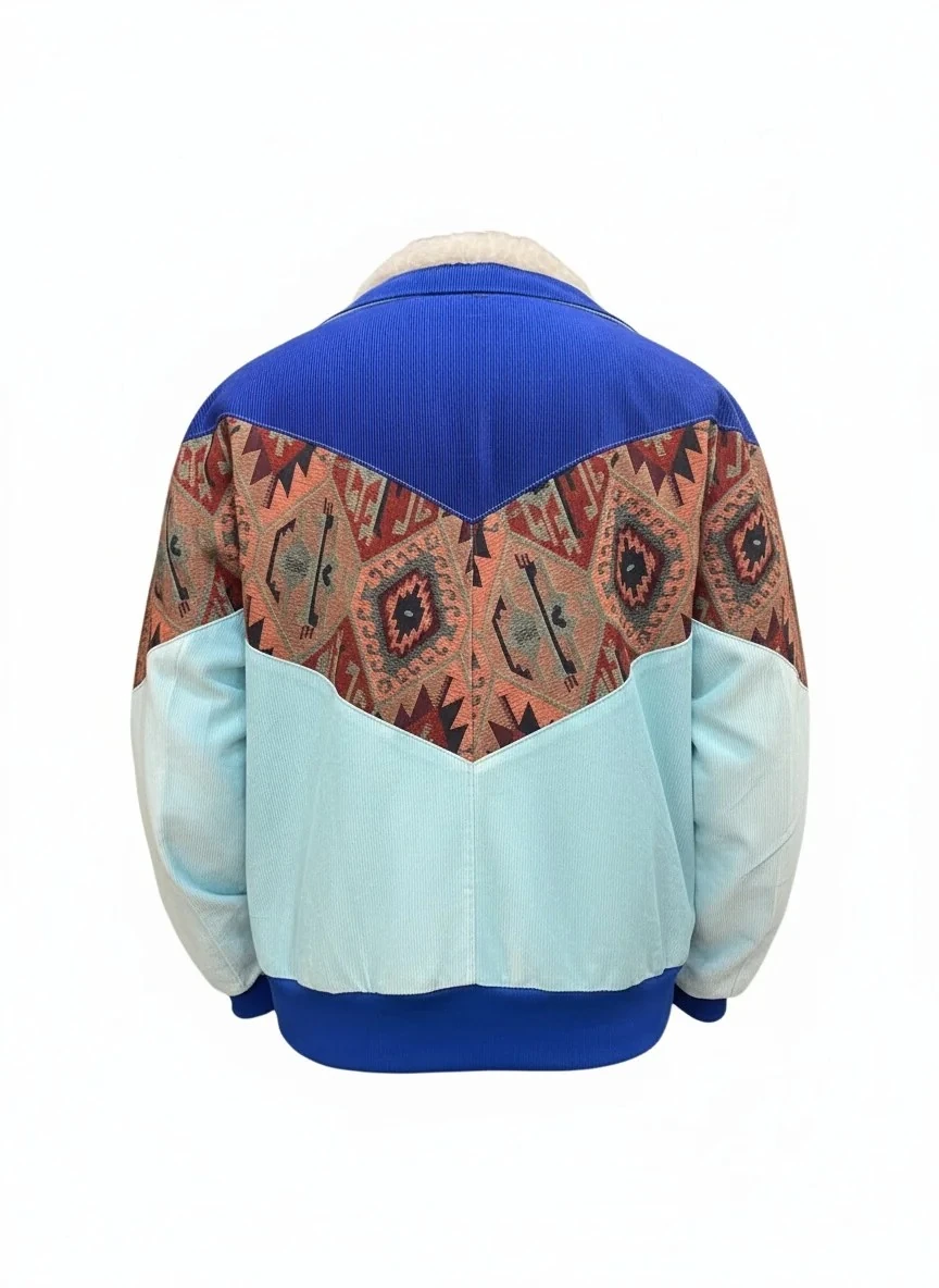 (7593) Small / Medium Beden Uyumlu Oversize Vintage Desen Ceket