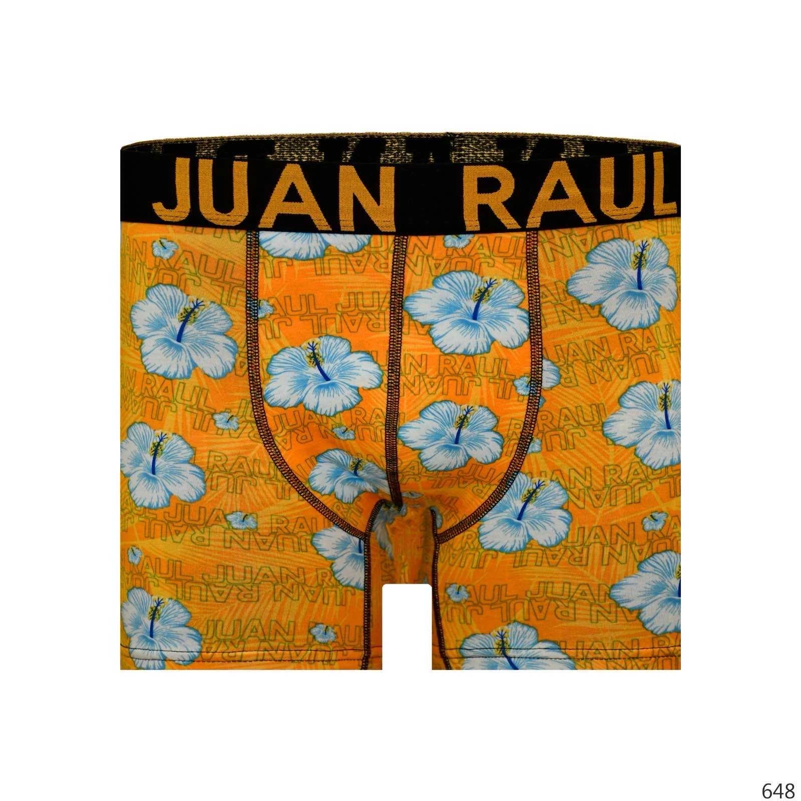 Turuncu Zemin Mavi Çiçek Desenli Boxer - DB275