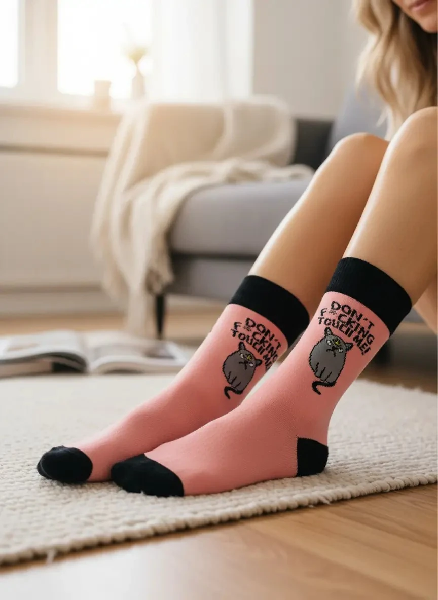 Don't Fu.king Touch Me Kedi Desenli Çorap (36-44 Numaraya Uygun)