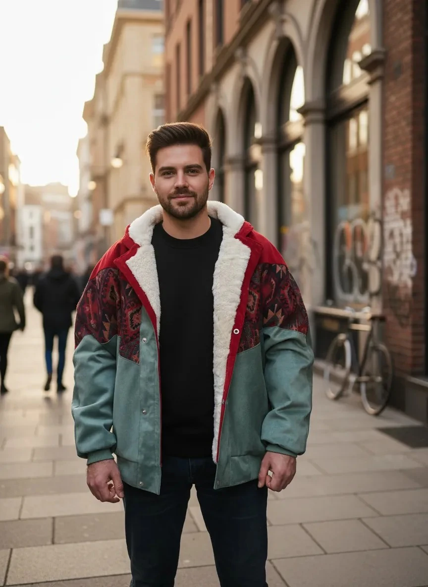 (7678) 2XLarge / 3XLarge Uyumlu Aztek Tarzı Oversize Unisex Ceket