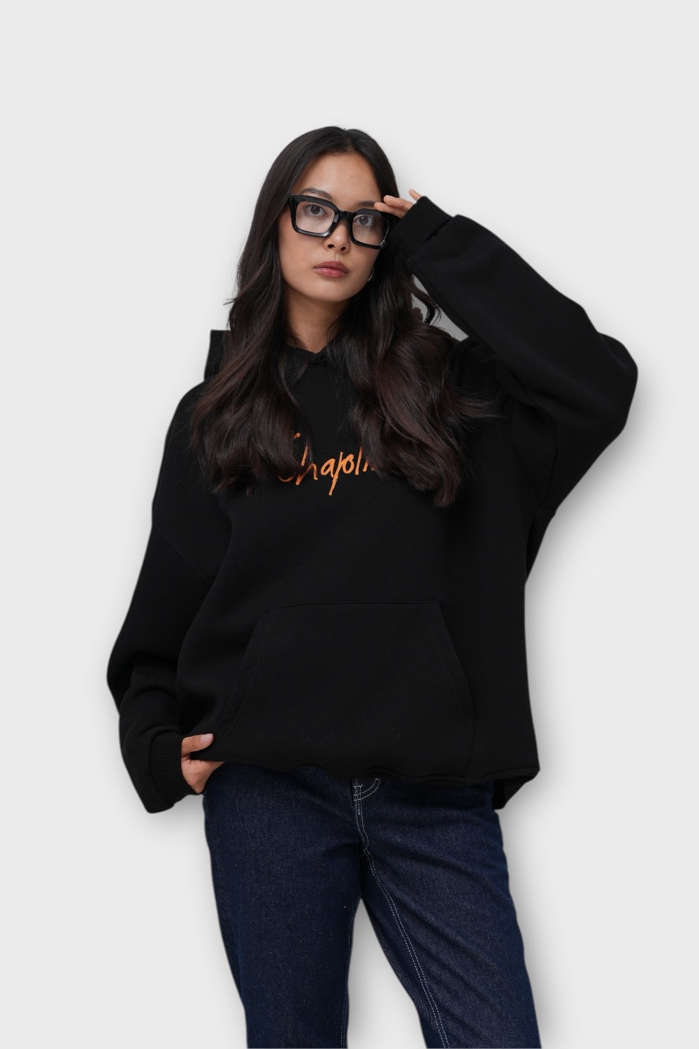 Chaplin Oversize Hoodie  - %100 Pamuk - Siyah