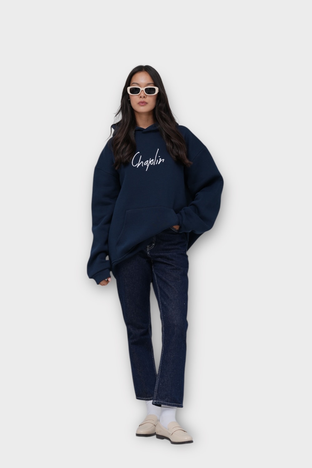 Patchwork Chaplin Oversize Hoodie - %100 Pamuk - Siyah