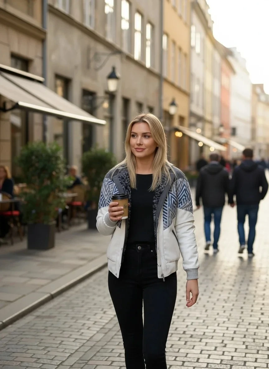 (7558) 36/38 Beden Uyumlu Vintage Desen Oversize Unisex Ceket