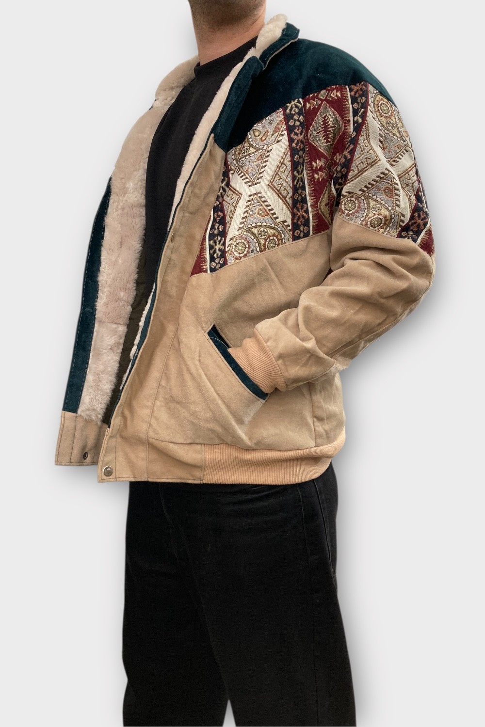 (7386) Large Beden Vintage Desenli Özel Ceket