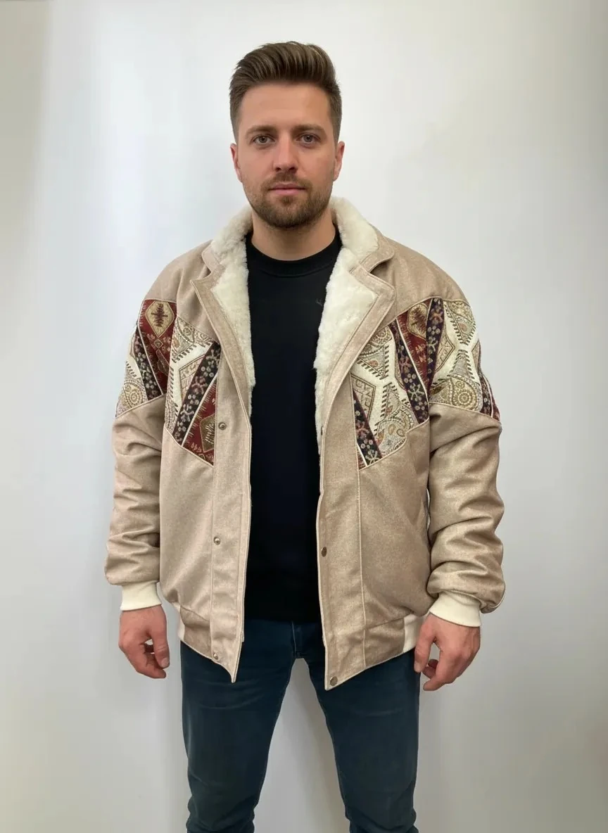 (7677) 2XLarge / 3XLarge Uyumlu Aztek Tarzı Oversize Unisex Ceket