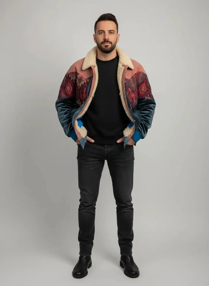 (7683) 2XLarge / 3XLarge Uyumlu Aztek Tarzı Oversize Unisex Ceket