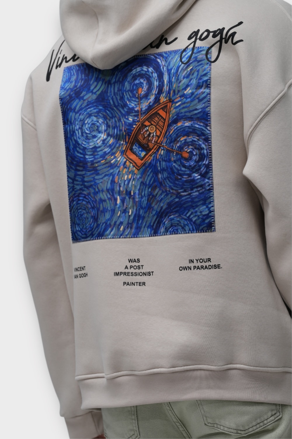 Impressionist Painter Oversize Hoodie  - %100 Pamuk - Taş