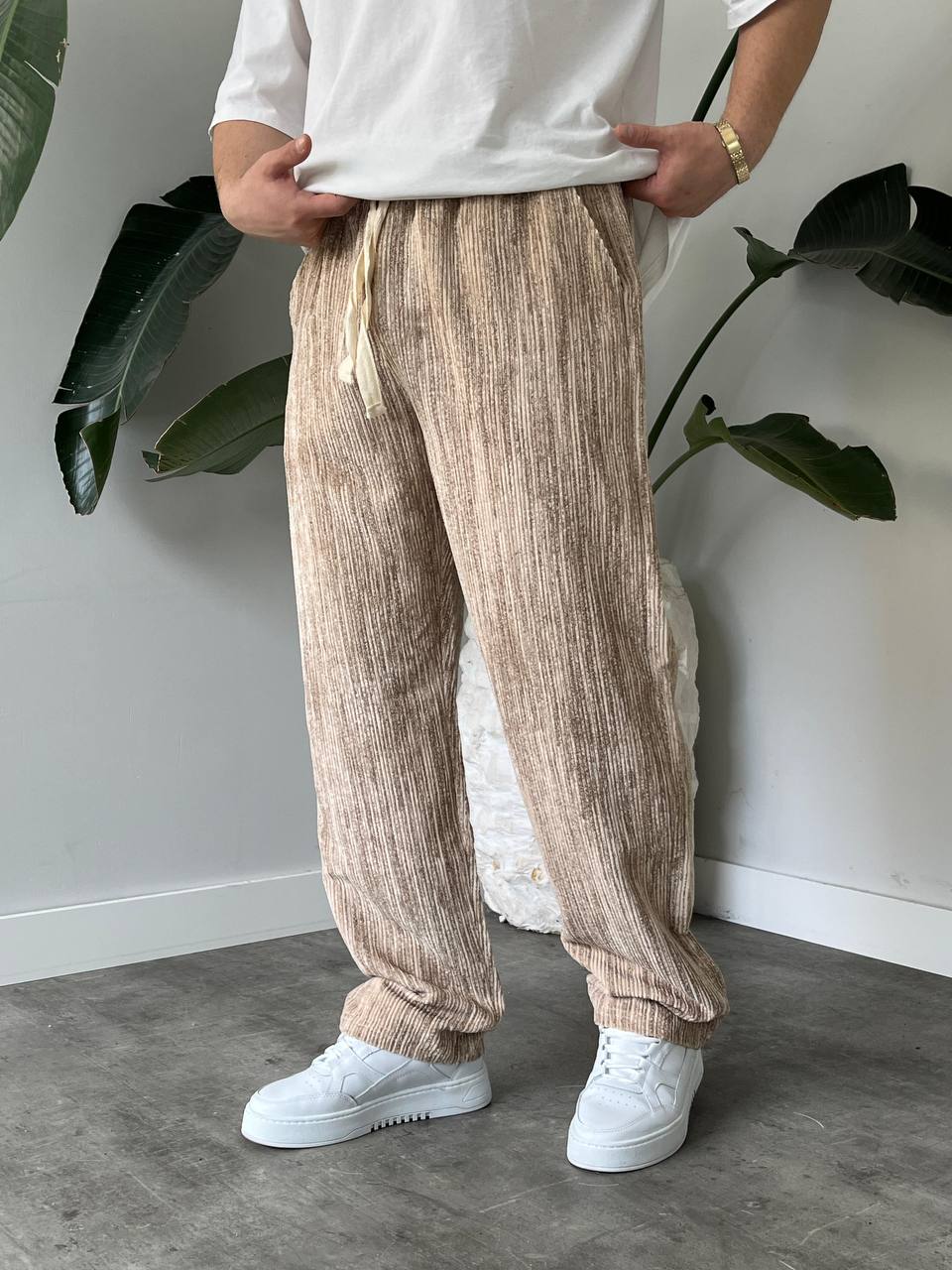 Açık Kahve Kadife Baggy Pantolon