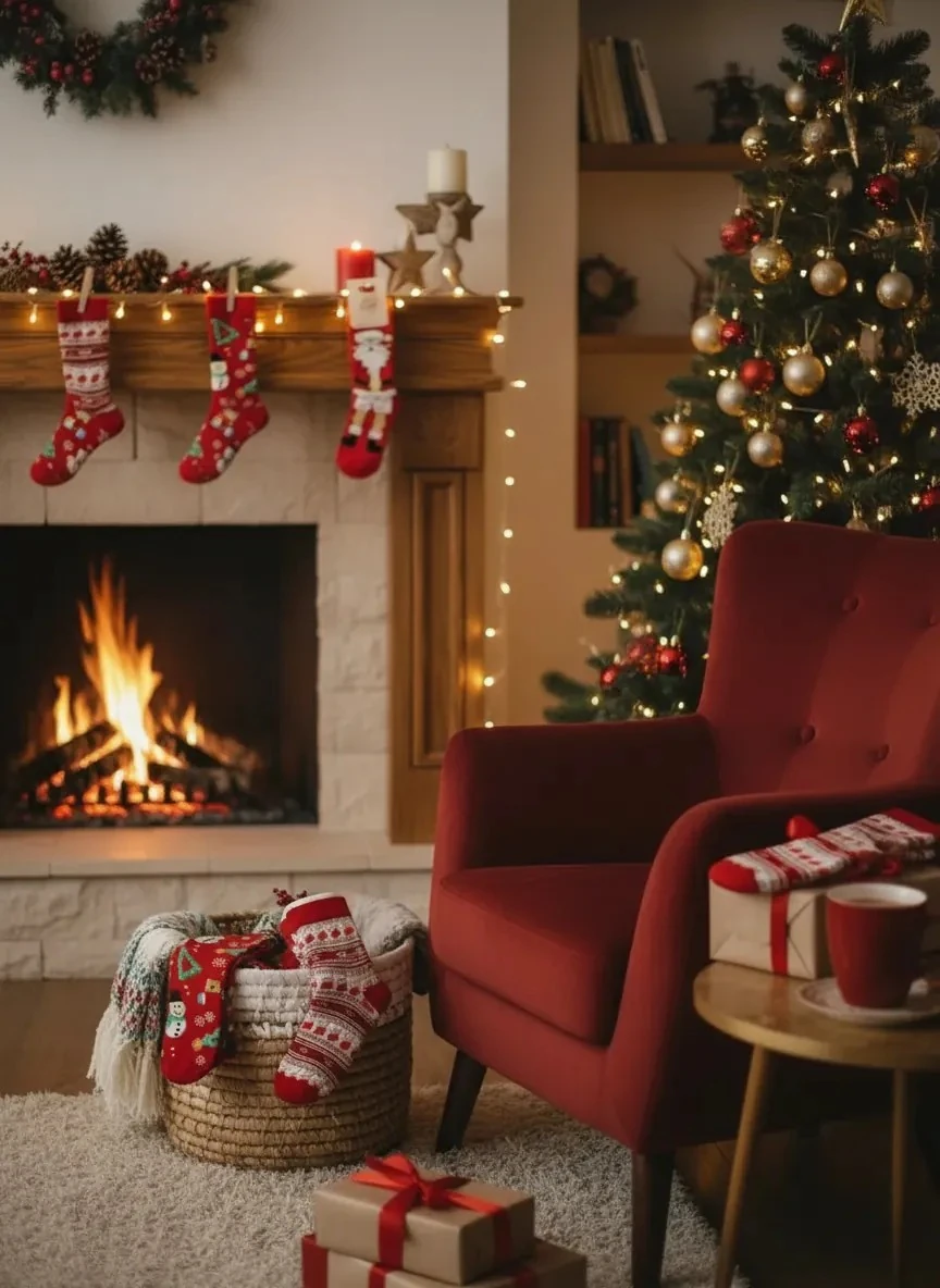 3'lü Yılbaşı Seti Kırmızı Havlu Çorap - Noel Baba (36-46 Numaraya Uygun)