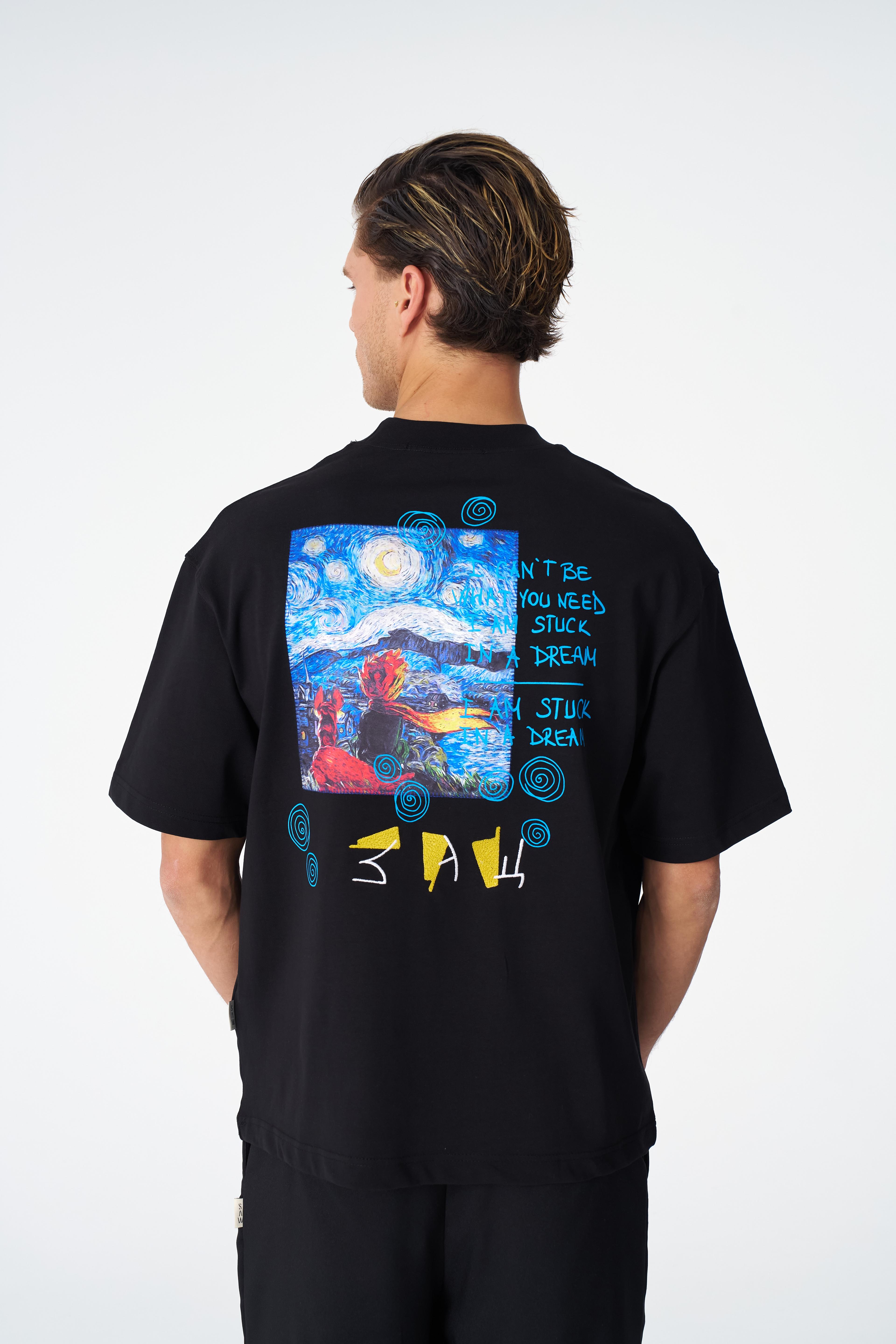 I am Stuck in a Dream Oversize Tişört – %100 Pamuk - Siyah