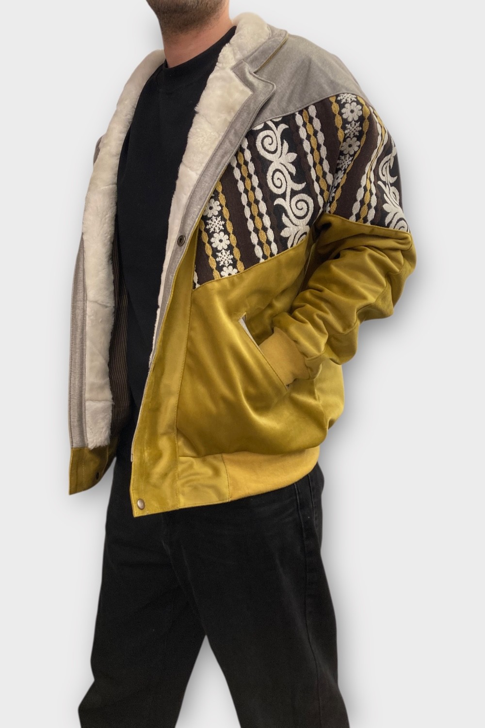 (7463) Large Beden Vintage Desenli Özel Ceket