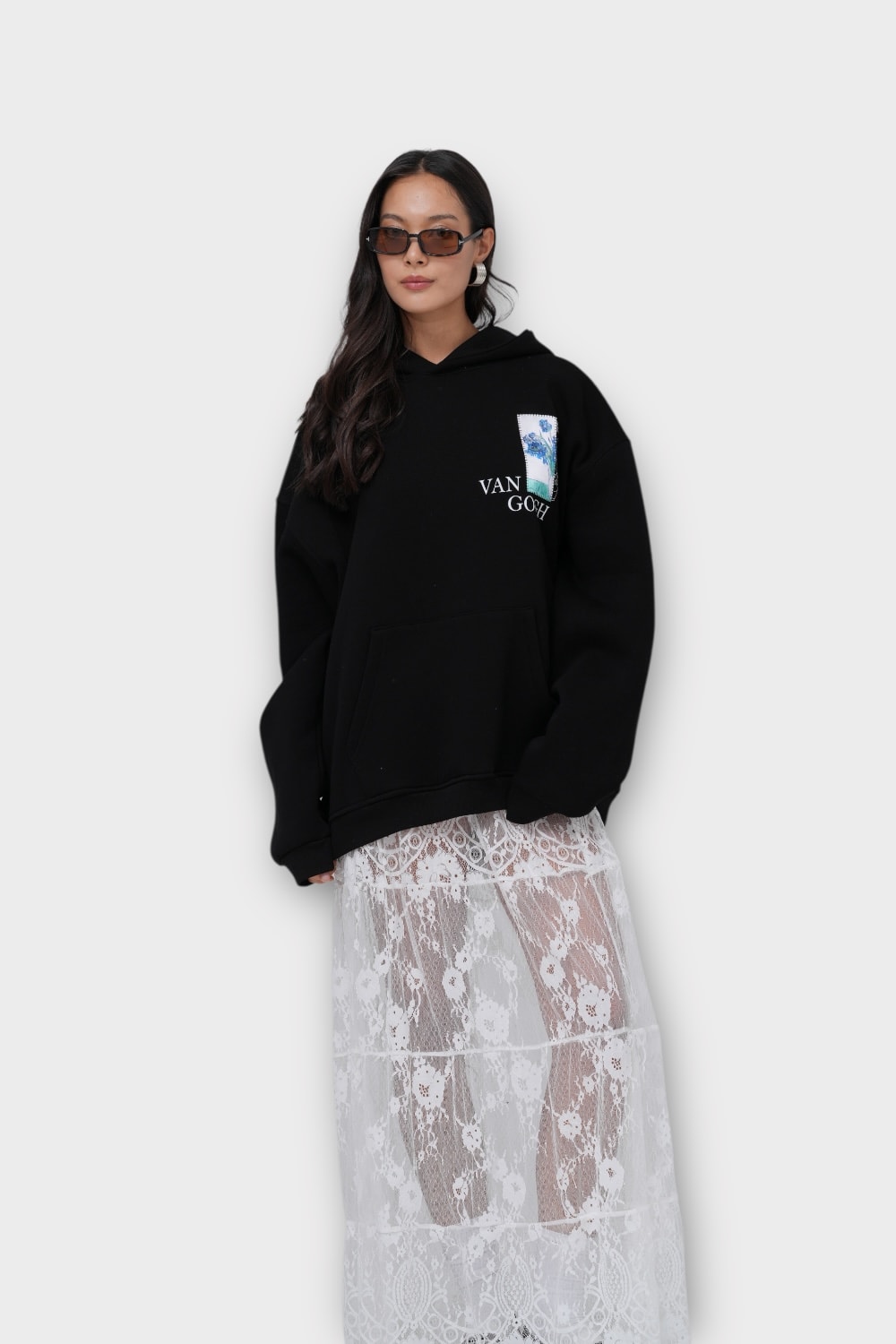 Bite of Beauty - Van Gogh Oversize Hoodie - Siyah