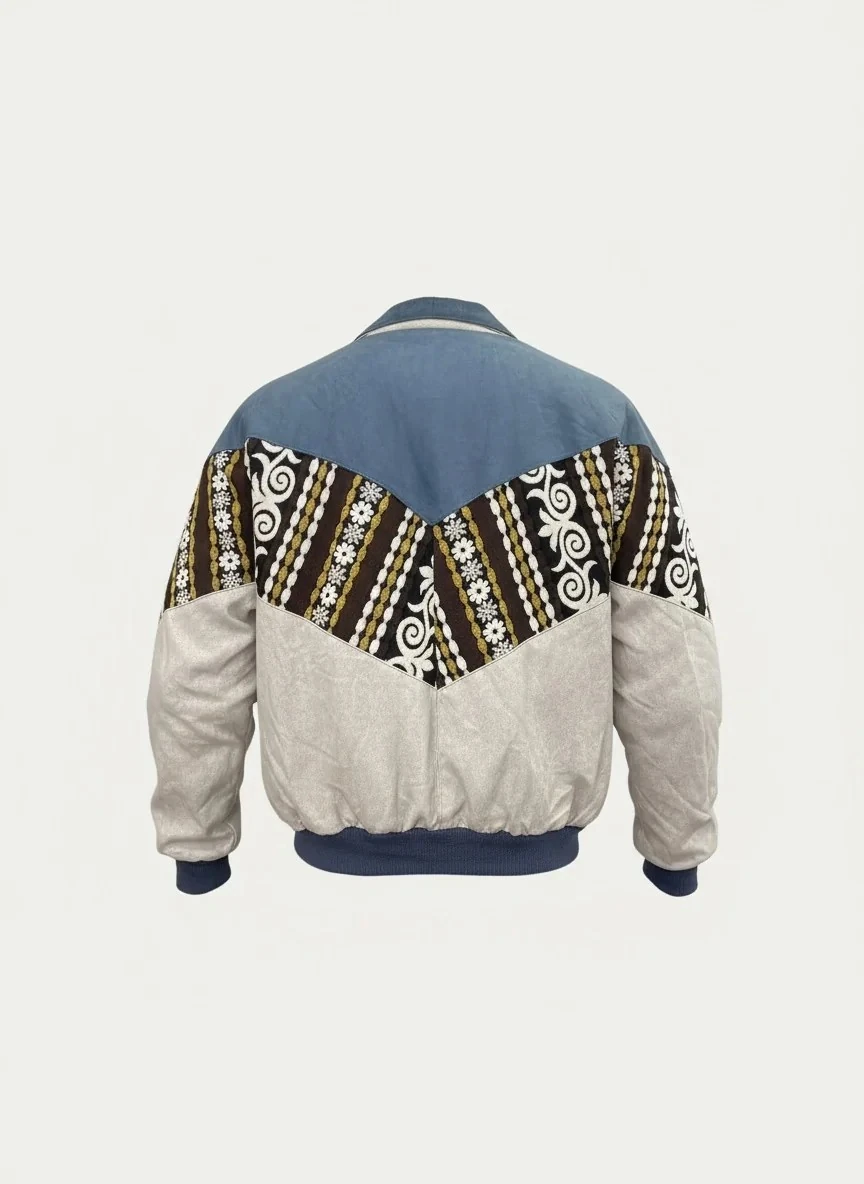 (7610) Small / Medium Beden Uyumlu Oversize Vintage Desen Ceket