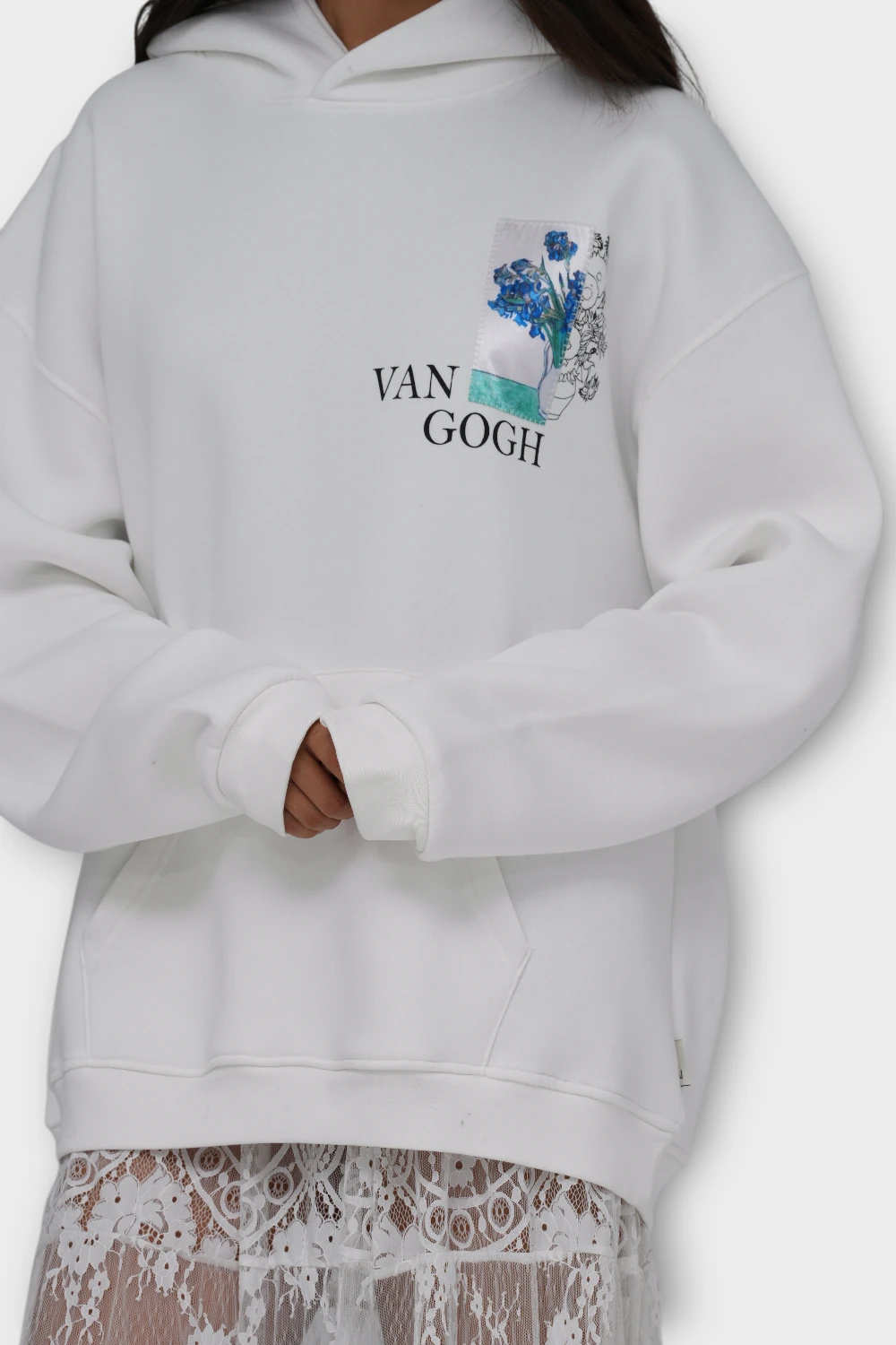 Bite of Beauty - Van Gogh Oversize Hoodie - Beyaz