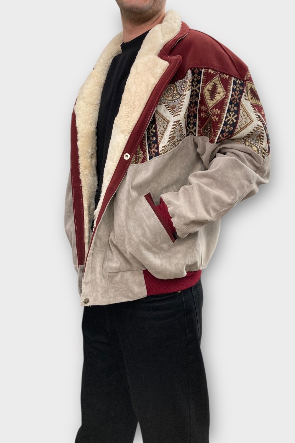 (7399) 2XLarge Beden Vintage Desenli Özel Ceket
