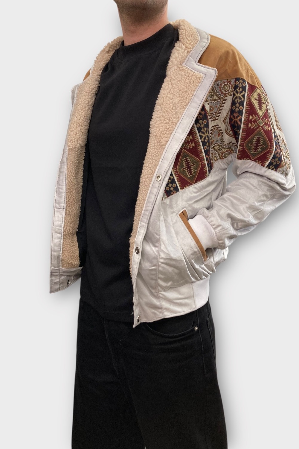 (7400) Medium Beden Vintage Desenli Özel Ceket