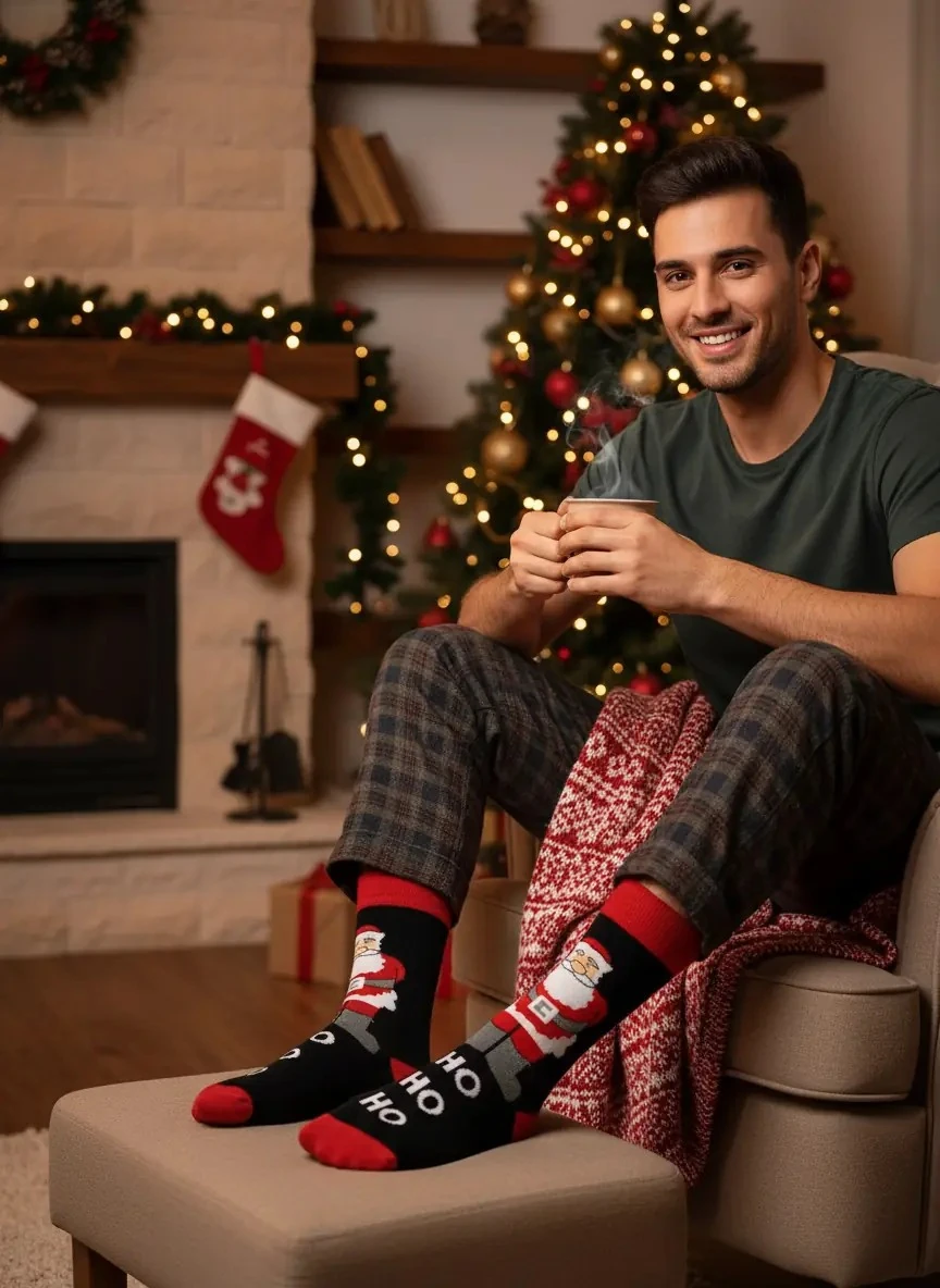 Noel Baba Santa Ho Ho Ho Temalı Havlu Yılbaşı Çorabı - CM161