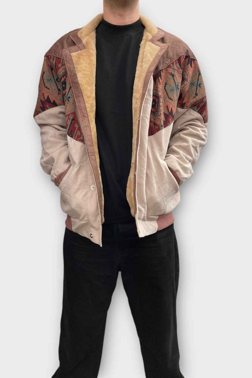 (7367) Large Beden Vintage Desenli Özel Ceket
