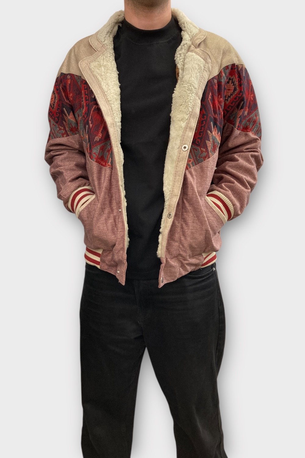 (7383) Large Beden Vintage Desenli Özel Ceket
