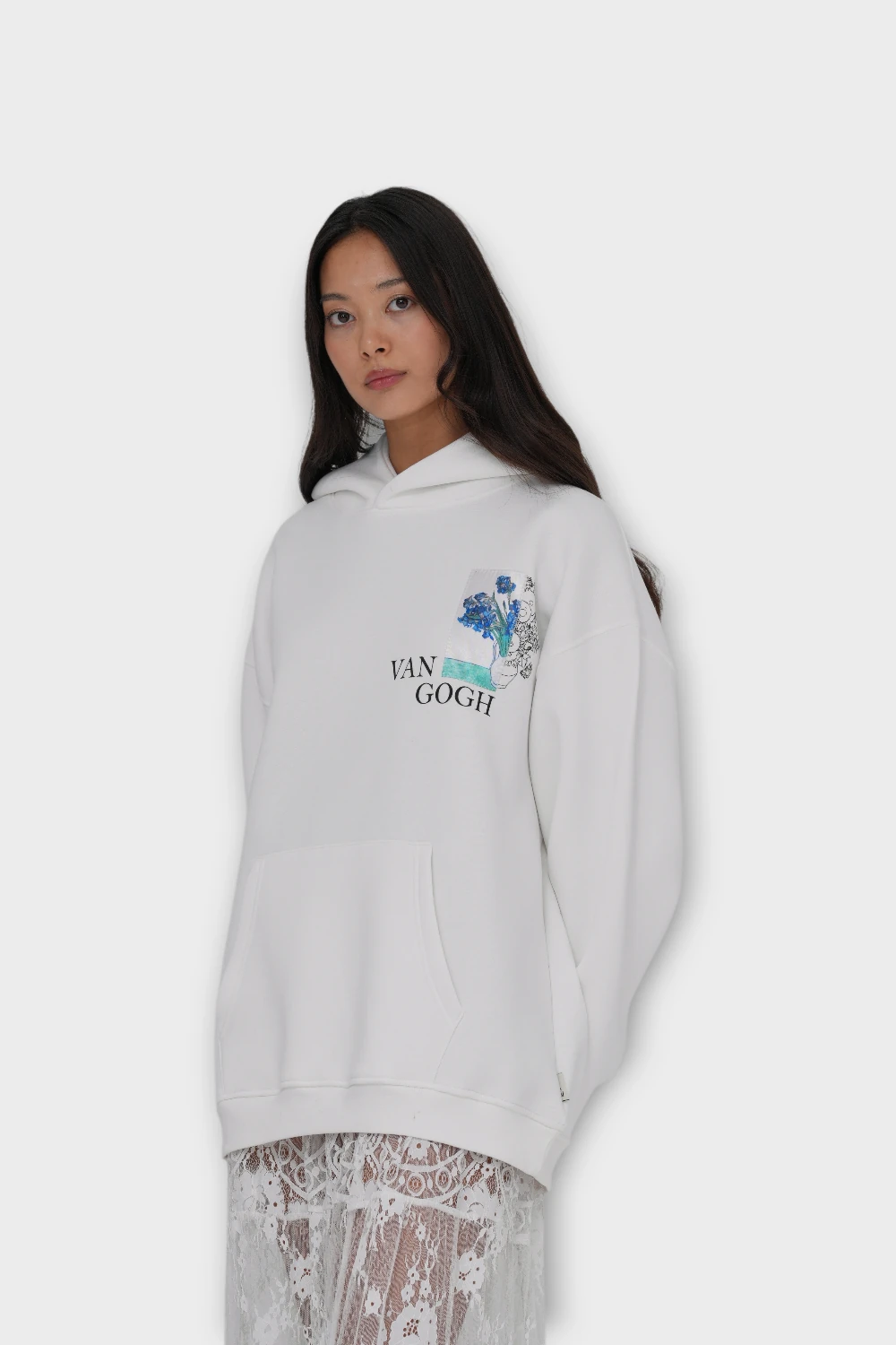 Bite of Beauty - Van Gogh Oversize Hoodie - Beyaz