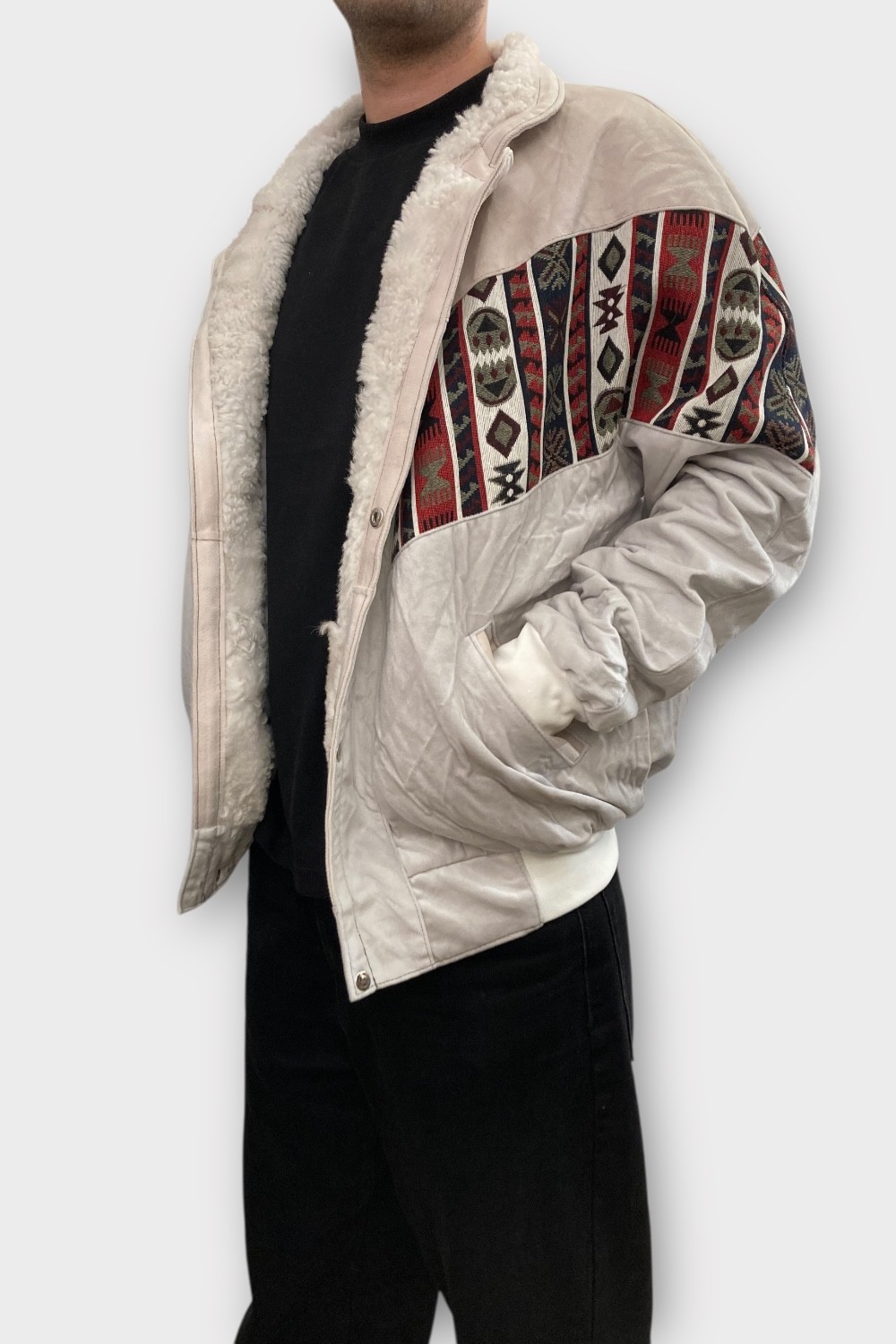 (7390) 2XLarge Beden Vintage Desenli Özel Ceket