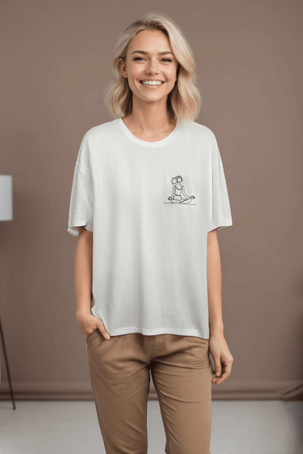 Yoga Hâli Oversize Tişört - Beyaz