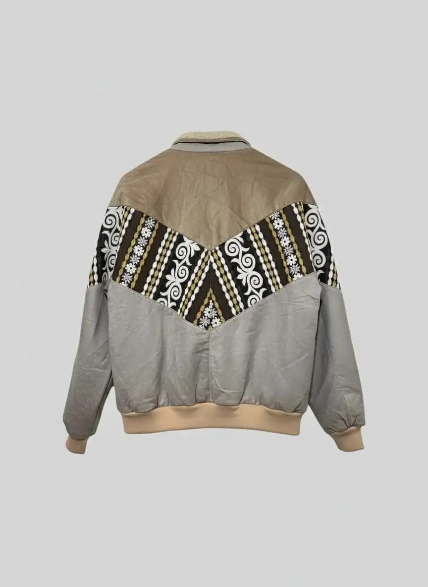 (7509) Small / Medium Beden Uyumlu Oversize Vintage Desen Ceket