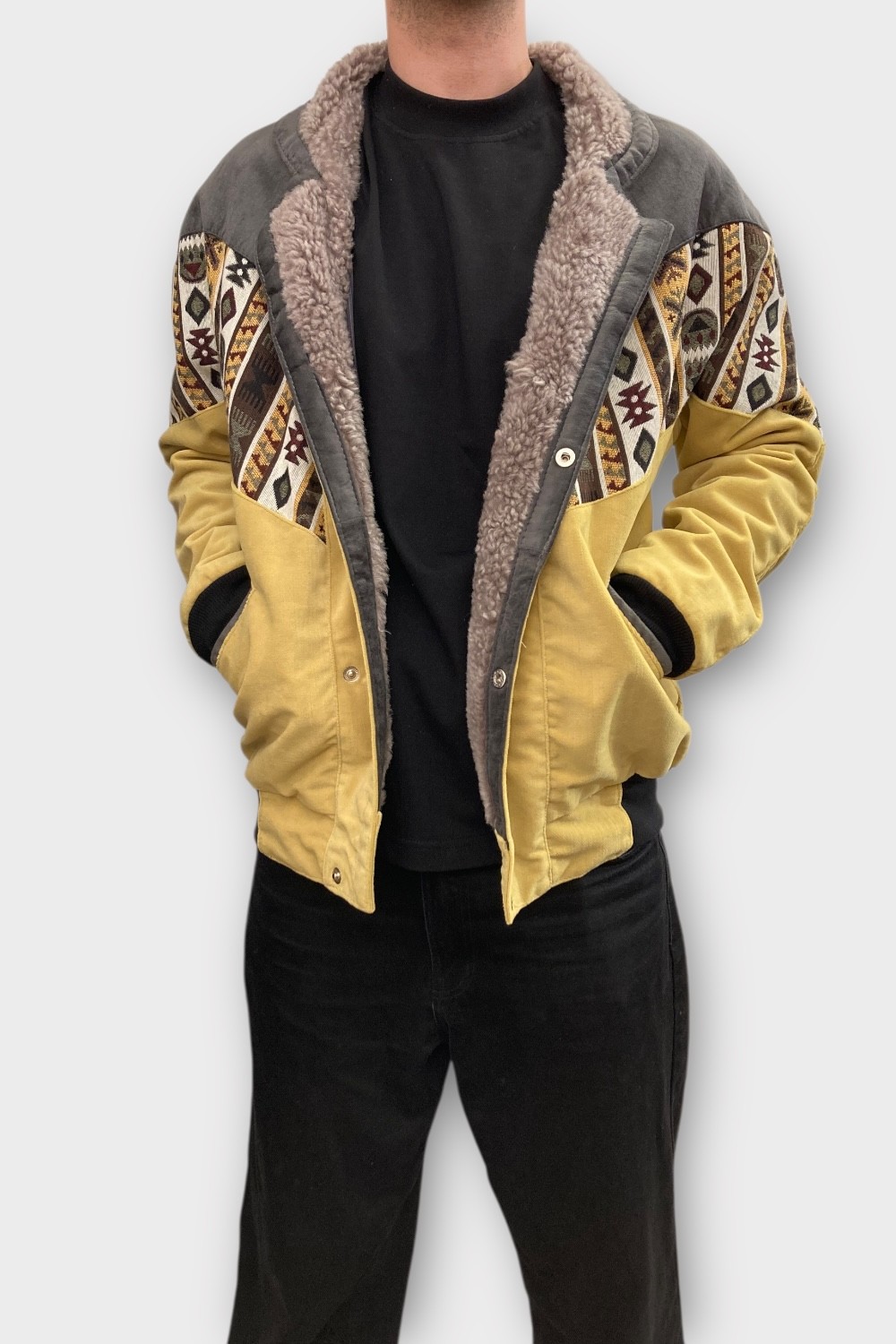 (7387) Large Beden Vintage Desenli Özel Ceket