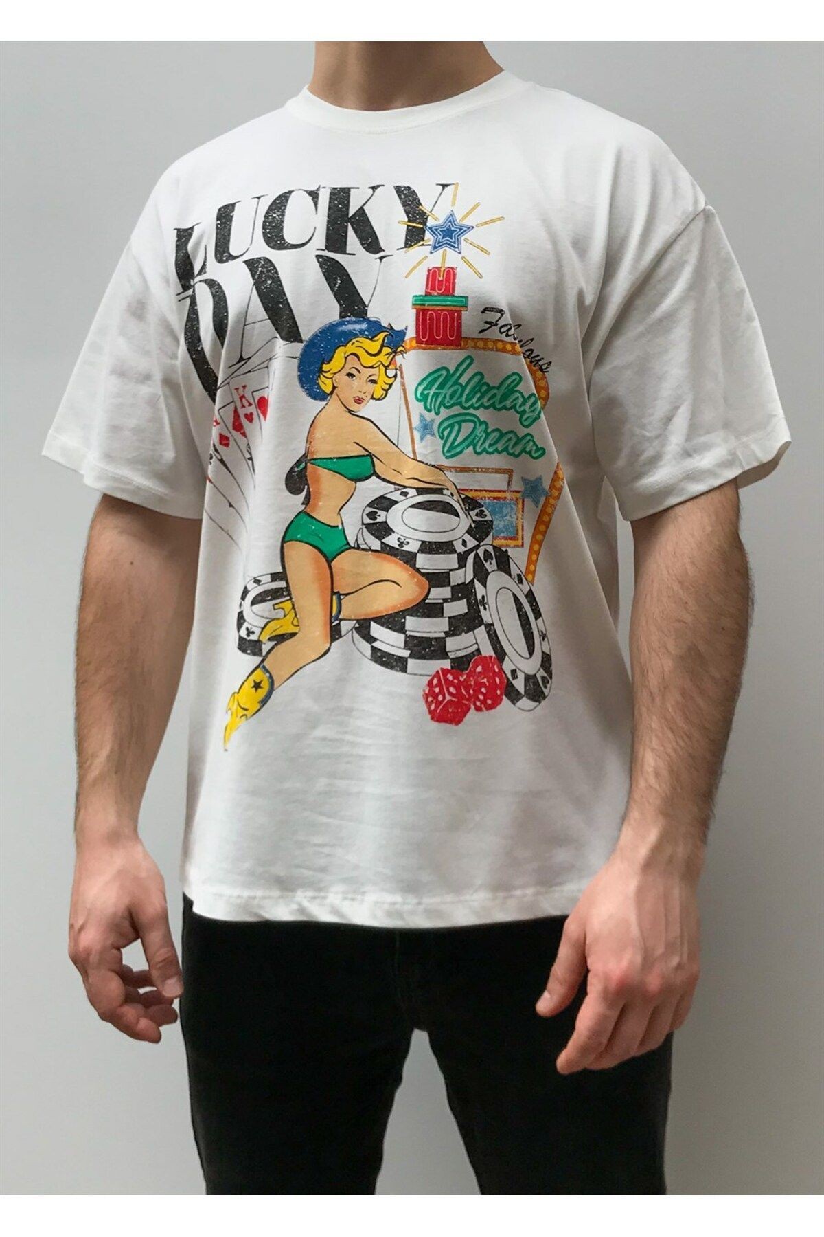 Unısex Oversıze Lucky Day T-shırt