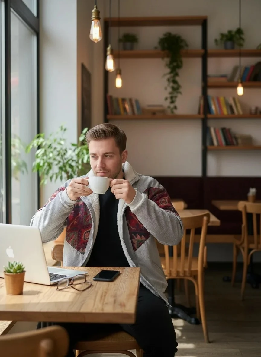 (7588) Large / XLarge Beden Uyumlu Vintage Desenli Özel Ceket