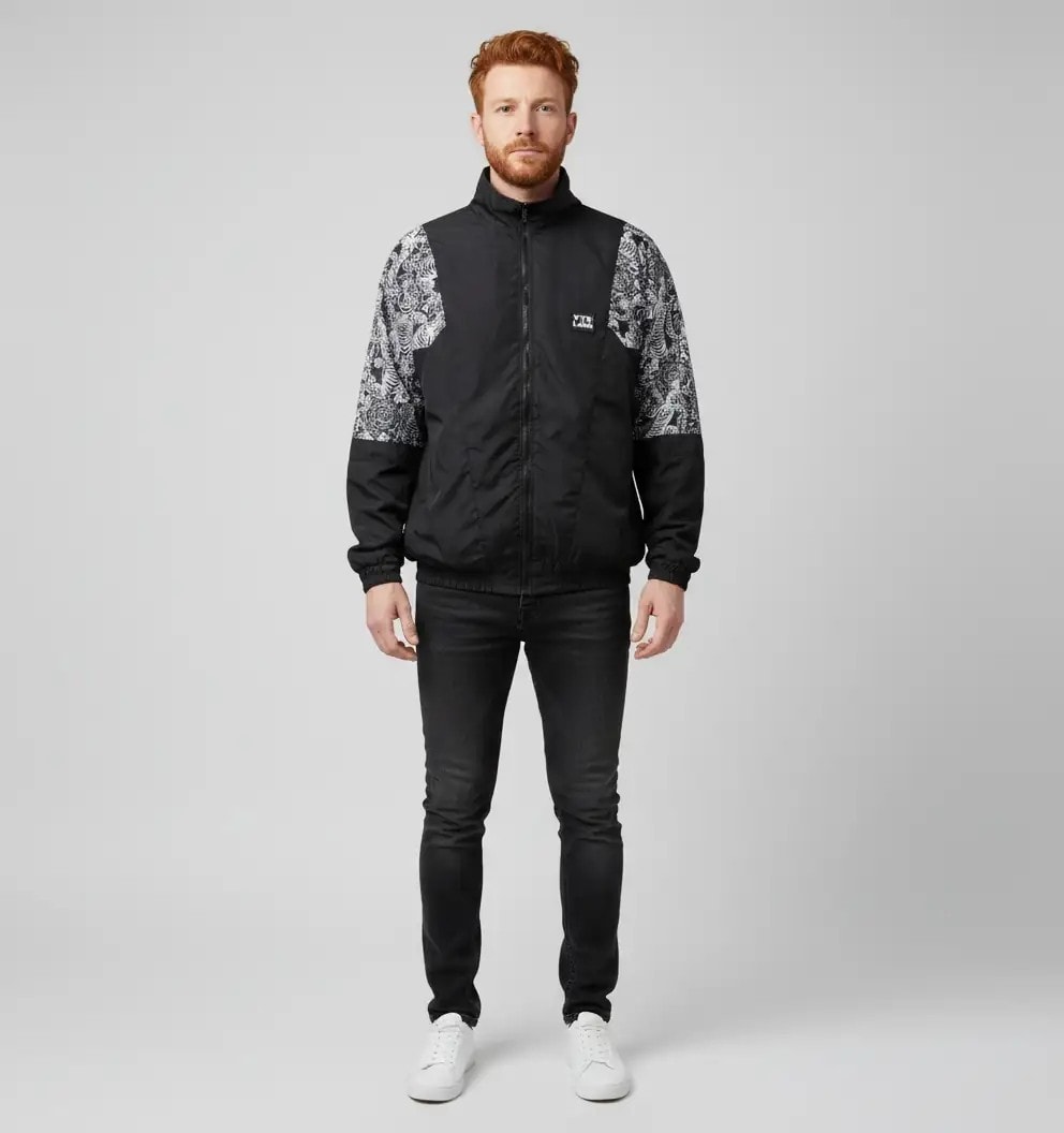 Unisex Siyah Kaplan Desenli Bomber Ceket