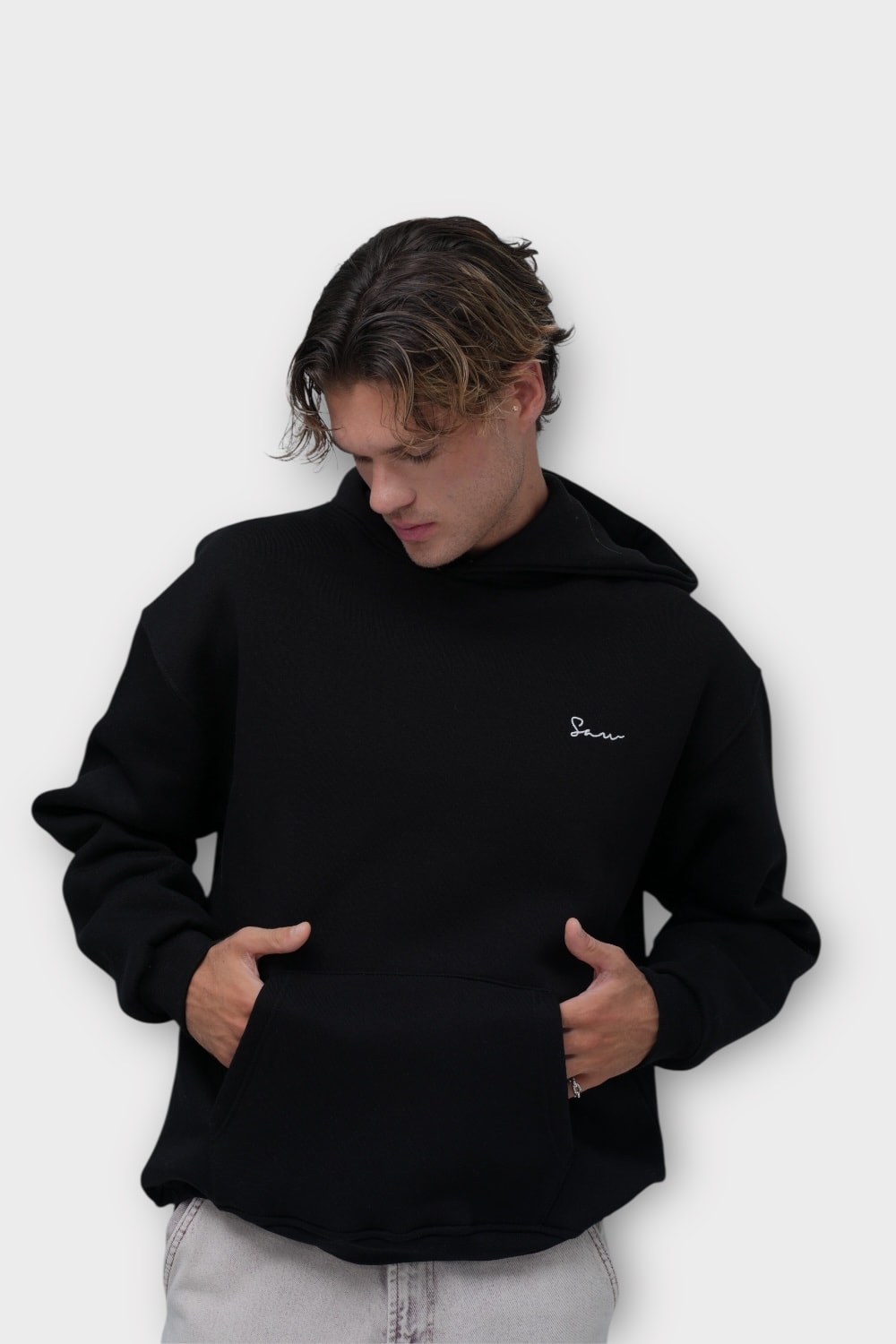 Ornamental Flow Hoodie  - %100 Pamuk - Siyah