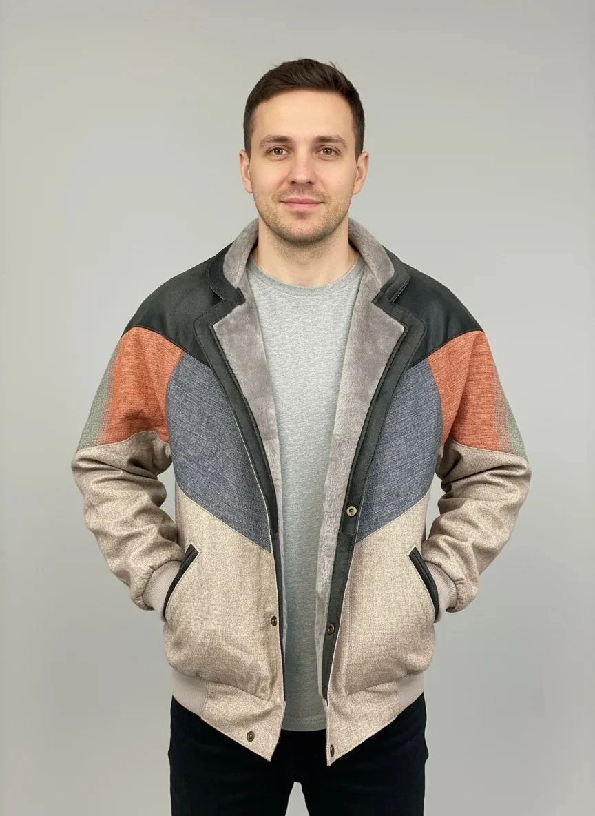 (7605) Small / Medium Beden Uyumlu Oversize Vintage Desen Ceket