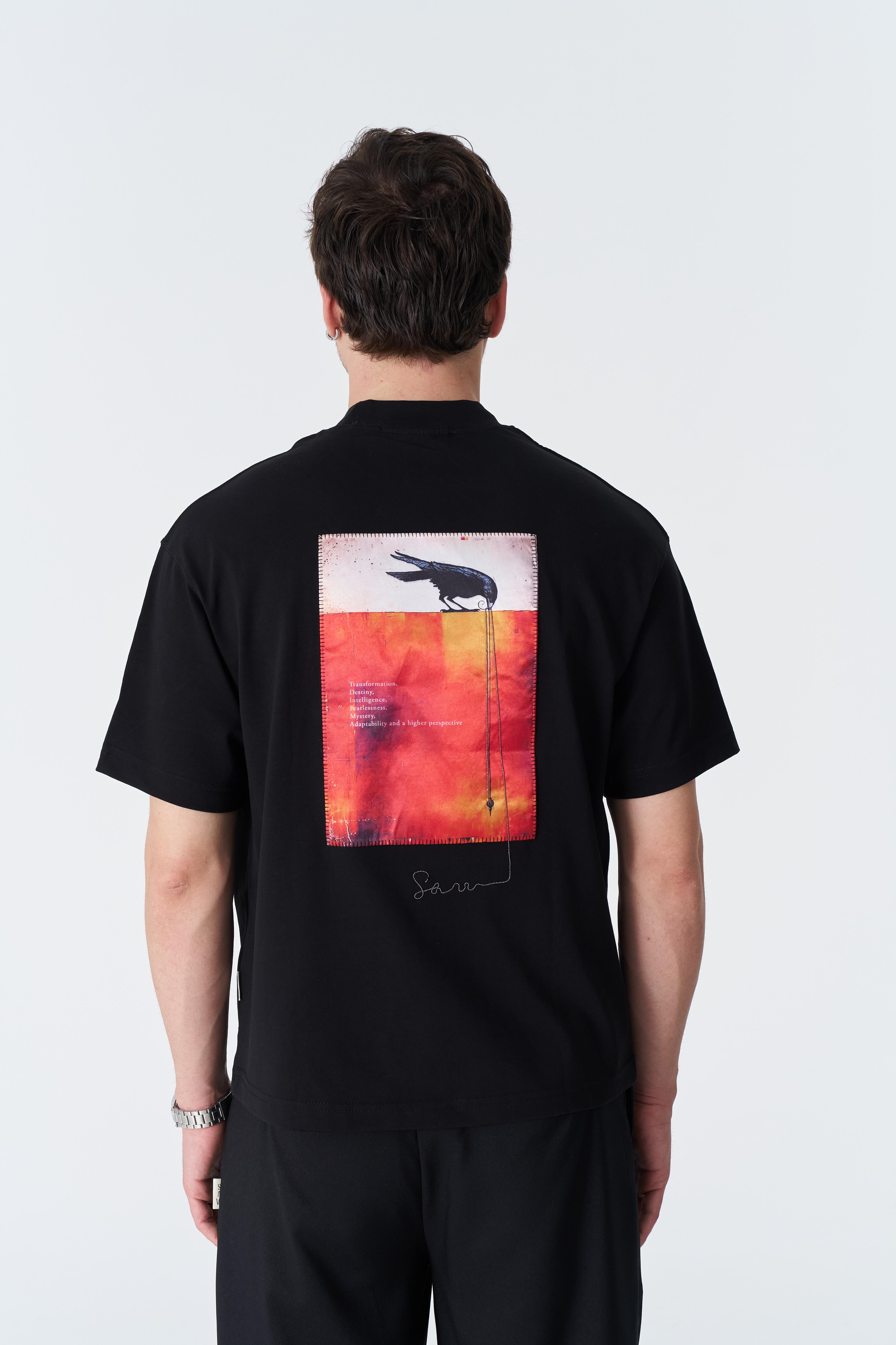 Transformation Karga Baskılı Oversize Tişört - Siyah