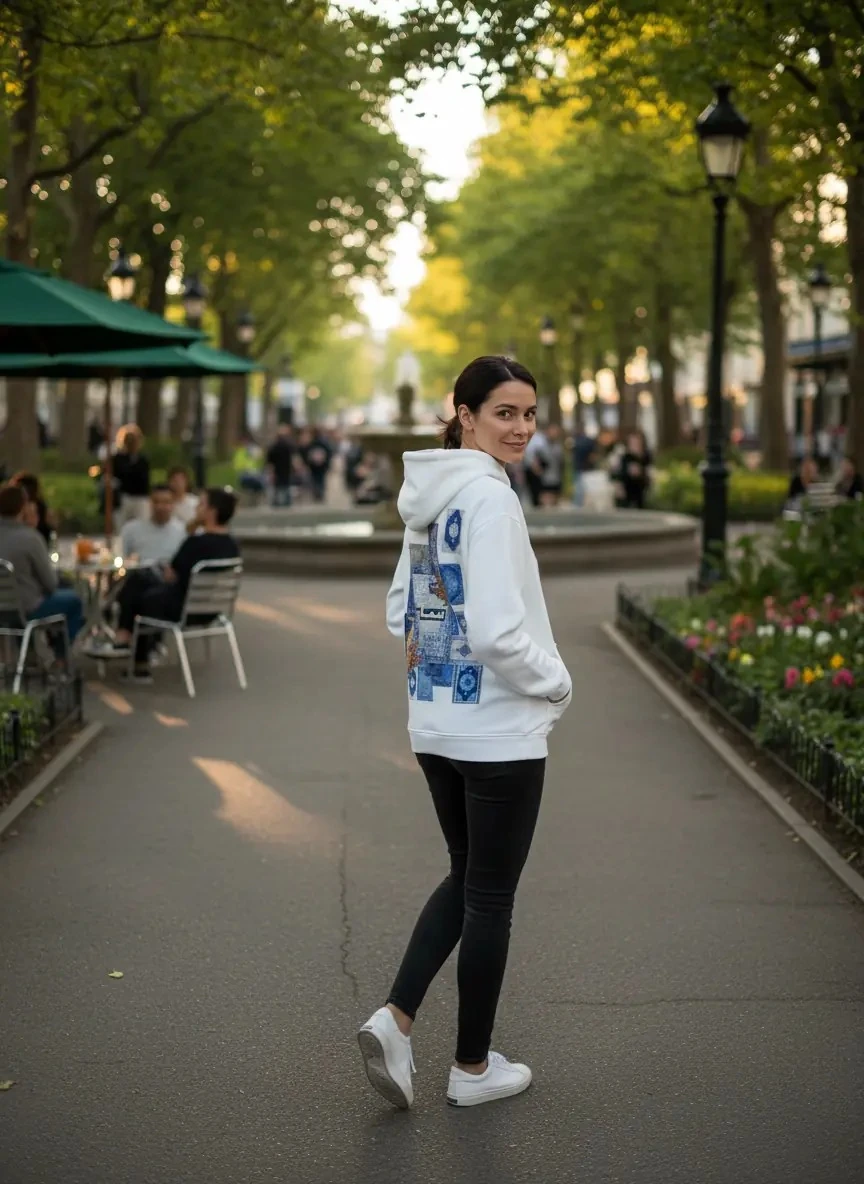 Selam Oversize Hoodie - Şardonlu %100 Pamuk - Beyaz