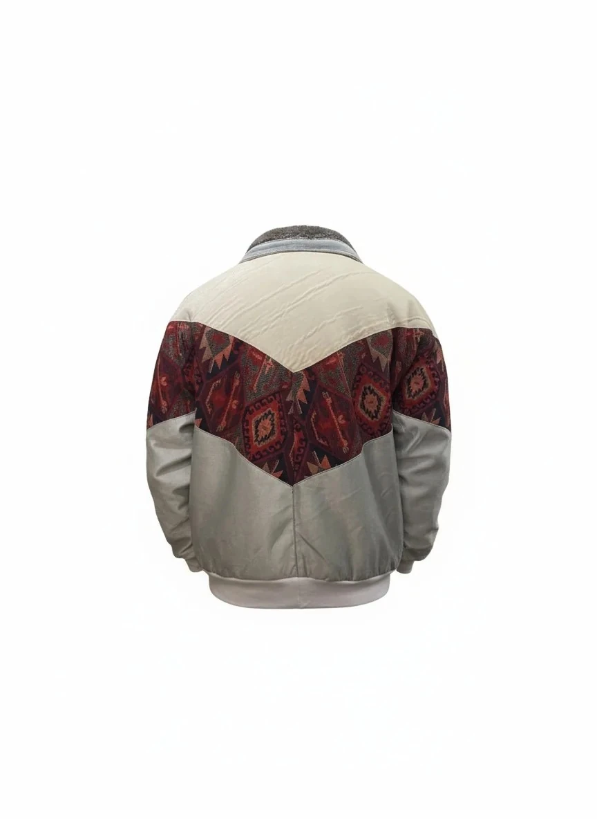 (7592) Small / Medium Beden Uyumlu Oversize Vintage Desen Ceket