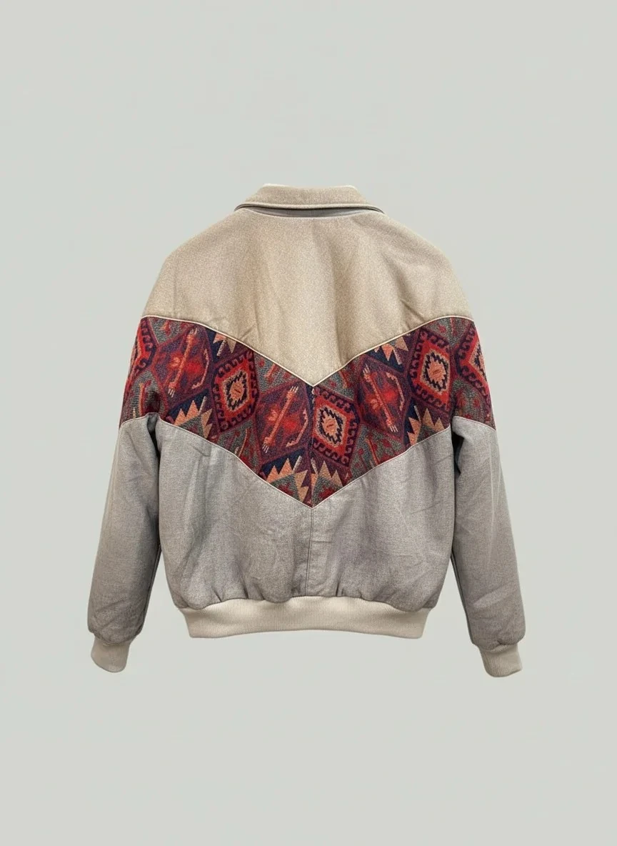 (7599) Small / Medium Beden Uyumlu Oversize Vintage Desen Ceket